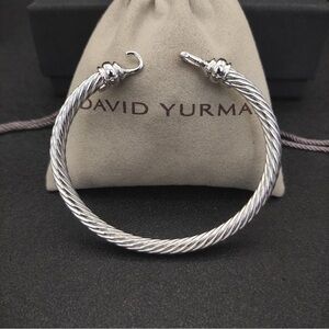David Yurman Silver Twisted Cable Open Cuff Bracelet